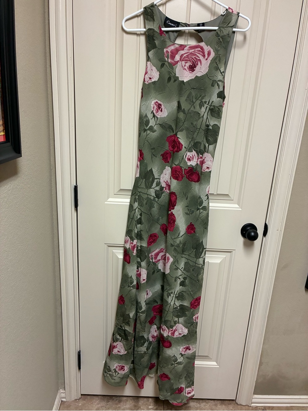 Cassee’s Olive Maxi Dress with Rose Print